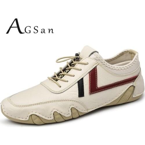 Genuine Leather Men Casual Shoes Designer Mens Driving Shoes High Quality Male Flats Fashion Leisure Zapatos Hombre Beige Black