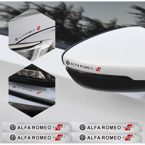 4Pcs Vinyl Car Styling Stickers Body Door Mirror Logo Decals For Alfa Romeo Giulia Stelvio Volante Spontivd T23 Brera Spider 159