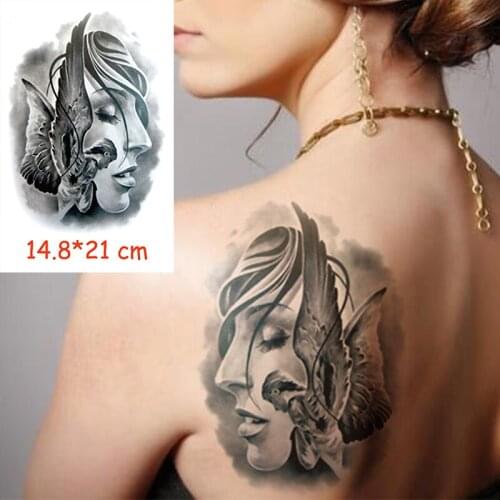Waterproof Temporary Tattoo Sticker angel wings girl tatoo water transfer fake tattoos flash tatto Woman Man kid 14.8*21 cm