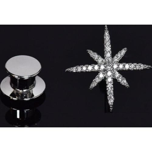 Zircons hexagram star shirt collar lapel pin brooch for lady fashion accessory Thorn pin cuff-link insignia jewel
