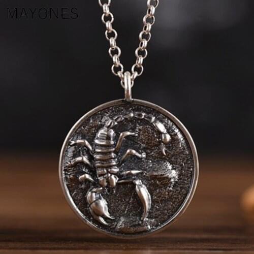 MAYONES Personality Scorpion Round Pendant Fashion 925 sterling silver pendant Birthday Gifts Creative Men Women Accessories