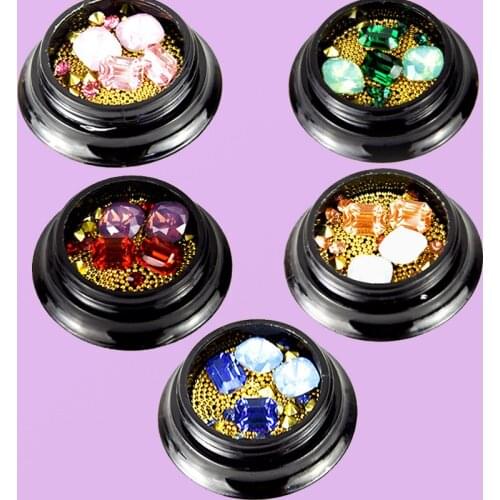 1 jar mixed caviar nail art decal/gold metal beads nail art studs mixed 3D nail tips/ nail glitter gems/ Decoration 3D Gem, 5