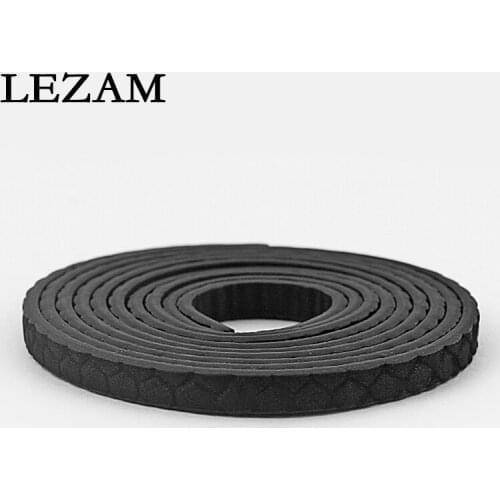 1meter 5*2mm Black Fashion Rope Cord Geometric Pattern Flat PU Leather Cord Jewelry For Diy Bracelet Necklace Jewelry Findings