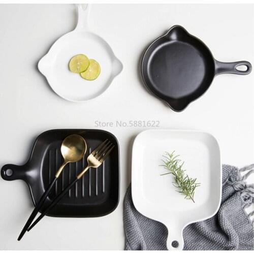 1 Pcs European Ceramic Pot Baked Rice Pancake Matte Fried Eggs Dinner Plate Baking Tray