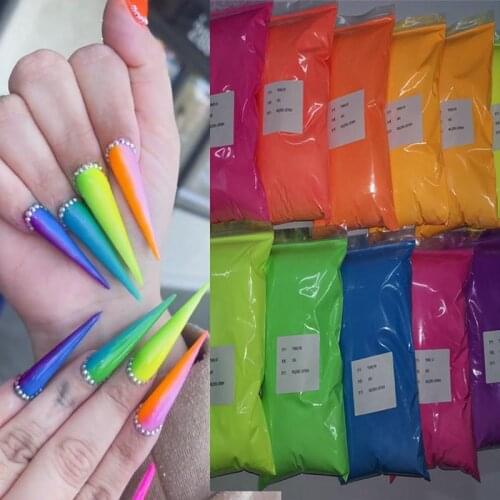 100G Phosphor Powder Nail 3in1 UV Dust Nail Art Ectending,Carving,Dipping Powder Mnicure NeonFluorescent Powder # 12 colros