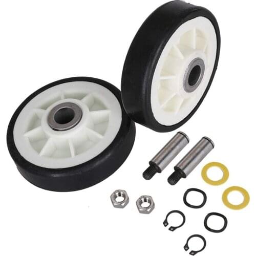 2PCS Dryer Drum Support Roller and Shaft for 303373, 12051541, ER303373K, 303373K