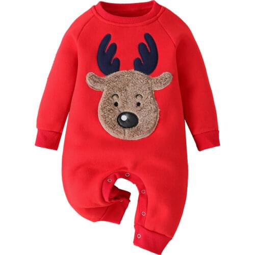 2020 Newborn Baby Clothes New Baby Boys And Girls Romper Cotton Long Sleeve Printed Deer Head Christmas Halloween Jumpsuit