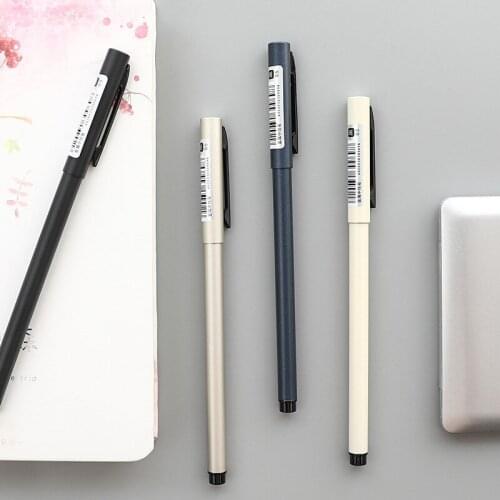 3pcs 1774 Simple Fashion Gel Pen Metal Bar Student Examination Black Pen 0.5mm Office Signature Pen