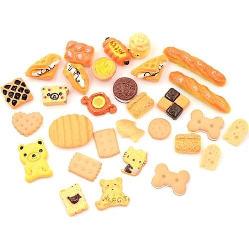 30pcs/lot Mini Play Food Cake Biscuit Donuts Dolls Miniature Pretend Toy For Babi Dolls Accessories