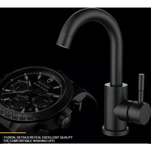 304 stainless steel black hot and cold bathroom above counter basin brushed swivel basin faucet