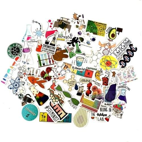 5 Sets = 250PCS New Chemical Equipment Laboratory Personality Science Stickers Water Cup Notebook Car Stickers