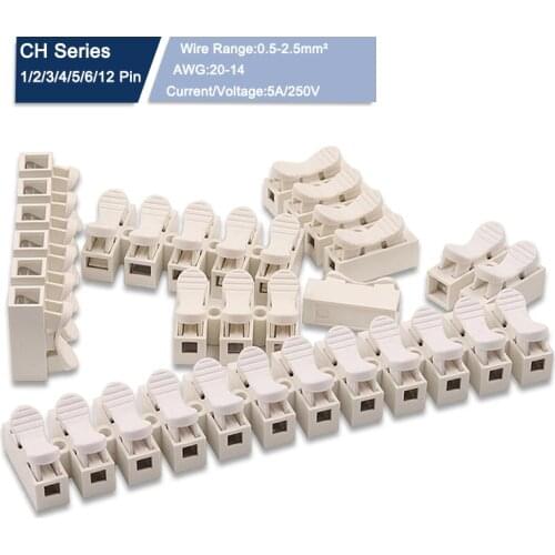 5 PCS Quick Wire Connectors For Home Electrical Led Light CH 1/2/3/4/5/6/12 Pin Conductor Splice Terminals Block wiring Conector