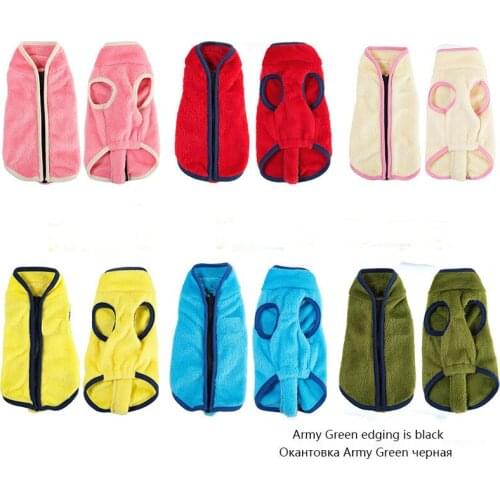 6 Colors Double-side Fleece Dog Clothes Warm Coat Vest Winter Soft High Collar Sweater Jacket With Zipper Pet Clothes Apparel XL