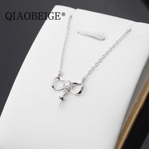 QIAOBEIGE diy Accessories freshwater pearl beaded pendant s925 sterling silver necklace ladies chain gift