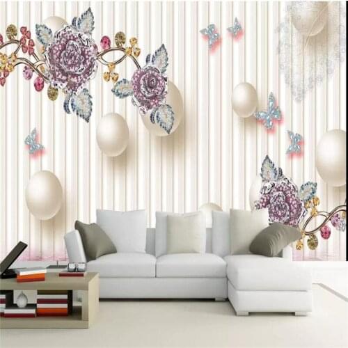 Diamond jewelry flower 3D stereo wallpaper wall professional production mural photo wallpaper size can be customized