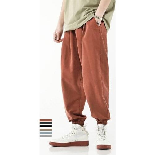Streetwear Hip hop Pants Men Loose Jogger High waist Baggy Ankle Length Trousers