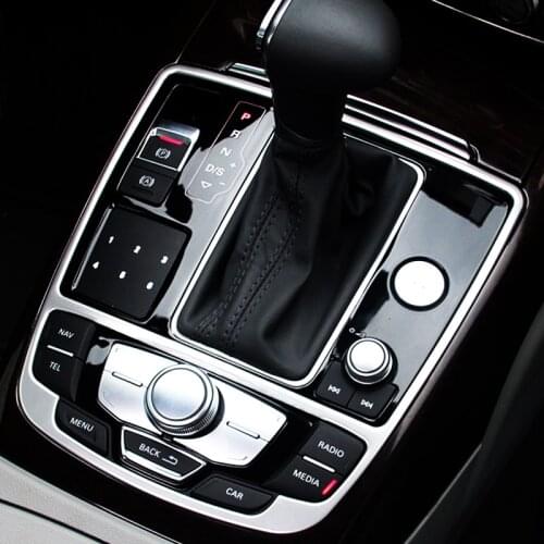 Carbon Fiber Gear Shift Panel Trim Frame Decorative Stickers For Audi A6 C7 A7 2012-2017 Car Accessories