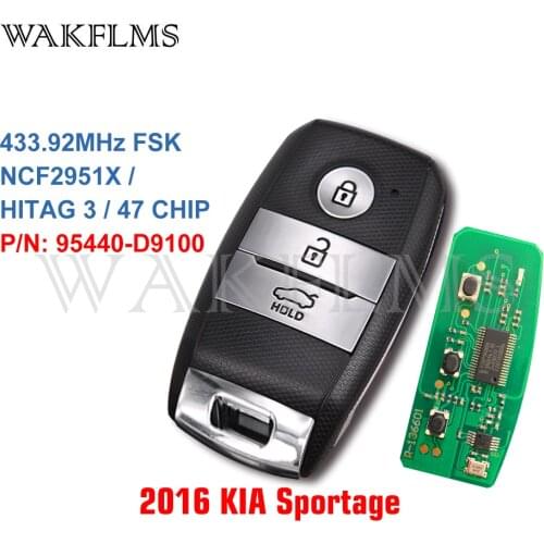 FOB-4F08 Keyless Go Smart Remote Car Key Fob 433MHz ID47 For 2016 2017 KIA Sportage 95440-D9100 95440D9100