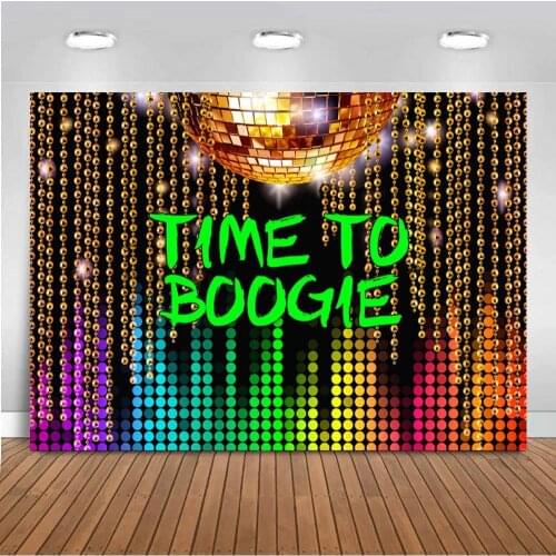 Golden Ball Disco Dance Party Backdrops Photography Club Wall Decoration Music Time To Boogie Prom Cocktail Photo Backgrounds