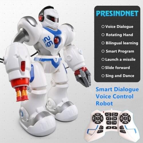Voice Control Intelligent Programming RC Robot Rotating Hand Glide Walking Switch Missile Launch Music Puzzle Educational RC Toy