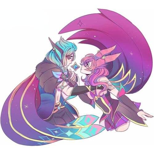 Beautiful Anime Fine Decal Xayah and Rakan Decal Snowboard Waterproof Motorcycle Helmet Car Stickers Vinyl Car Wrap Kk13*12cm