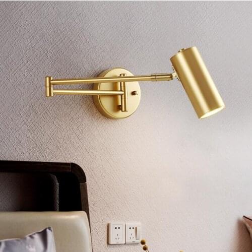 Creative folding telescopic wall lamp Bedroom Bedside Lamp Balcony Aisle Nordic Lamps Simple American Bronze Frosted Lighting
