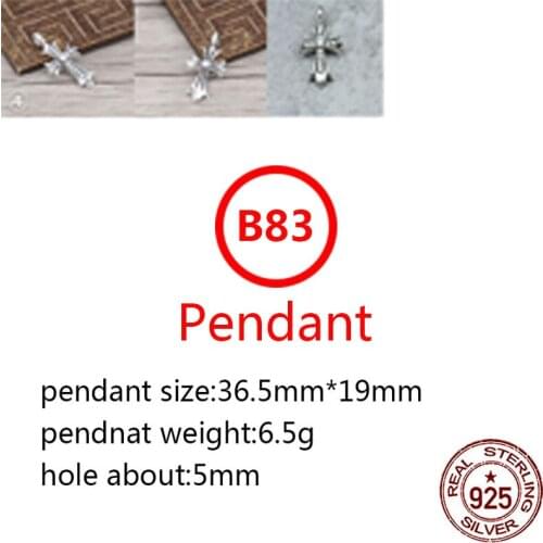 B83 S925 sterling silver pendant retro personality cross letter shape wild pendant punk hip-hop style gift for friends