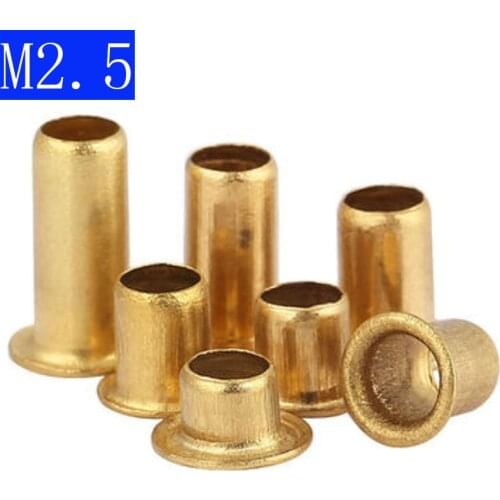 M2.5 Copper Brass Vias Rivet Nuts Through Hole Rivets Hollow Grommets 2.5mm
