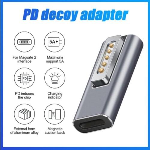 High Quality 5A Magnetic USB C Adapter Type C to iOS Interface 2 Connector PD Quick Charge For MacBook Air/Pro W/Indicator Light