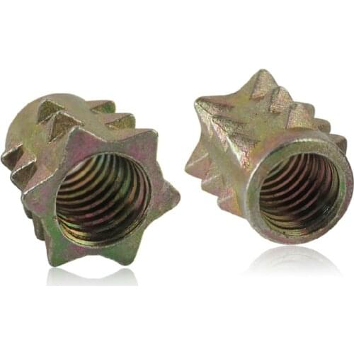 M4 x 10mm Furniture Nut Wood Insert Nut Dowel Screw Fixing for Furniture Leg pre-embedded nut Thorn nut hardware