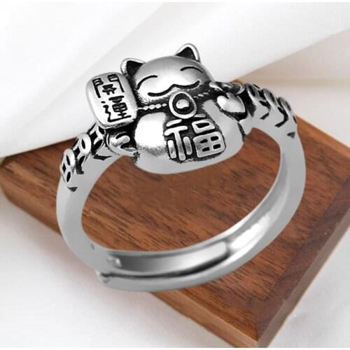 Miuoxion Wholesale Retro Luck Money Cat Ring Fashion Simple Personality Jewelry For Women Feature Namour Charm Gift All Seasons