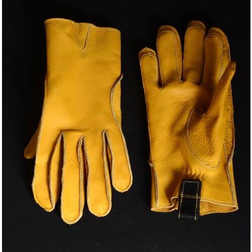 Mens Real Leather Cowhide Unlined Work Drive Motorcycle Farm Construction Short Gloves