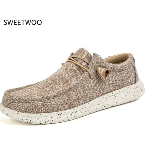 Mens canvas boat shoes outdoor loafers fashion casual flat non-slip XL 47 summer new style 2021