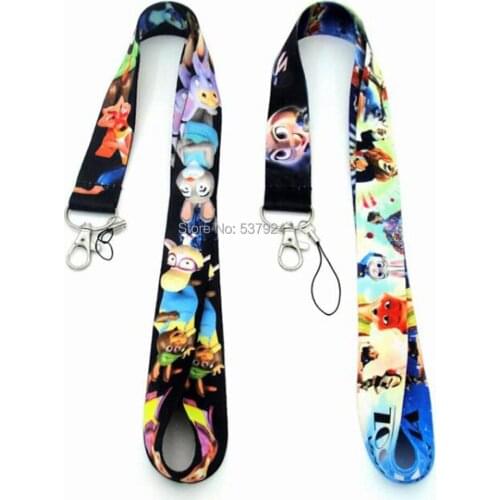 New 20Pcs Nick Wilde Judy-Hopps Benjamin Clawhauser Flash Chief Bogo Key ID Card Cell Phone Neck Strap Lanyard W