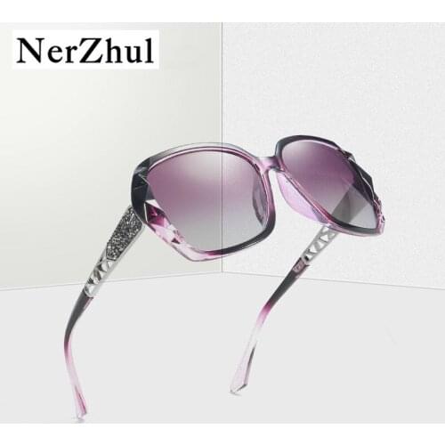 NerZhul Transparent Frame Polarized Sunglasses Women Brand Designer Ladies Mirror Glasses Purple Clear Shades Sun Glasses Female
