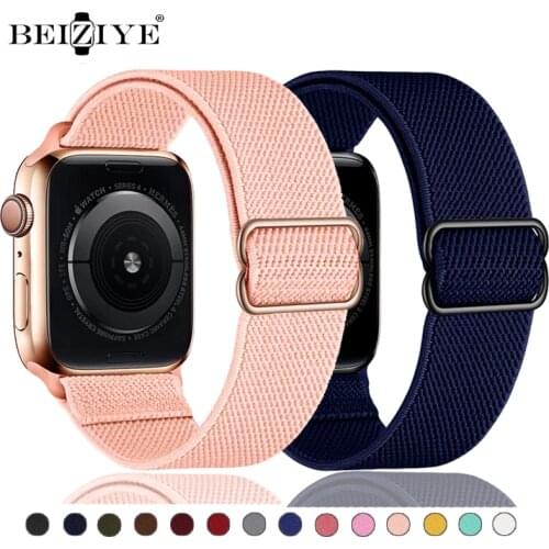 Scrunchie Strap For Apple Watch Band 42mm 38mm Adjustable Elastic Nylon Solo Loop Bracelet For iWatch 40mm 44mm Series 6 5 4 SE
