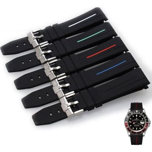 Rubber watchband waterproof silicone bracelet sport watch band 20mm 21mm watchband for mens watches wristwatches Pin buckle