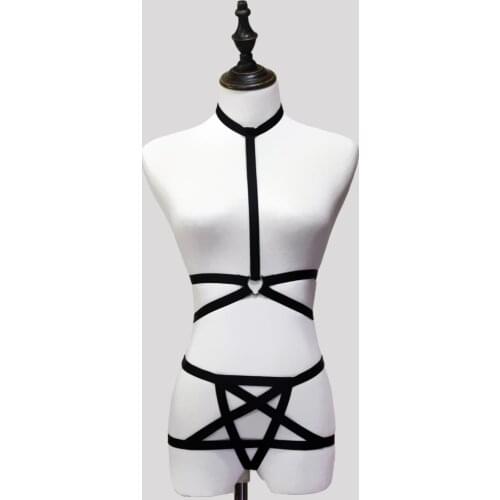 Sexy Set Women Halter Gothic Body Underbust Bondage Bra Elastic Chest Harness Underpant Body Harness Erotic Underwear