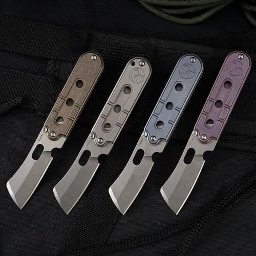 Serge Knife S35VN Blade Titanium Alloy Handle Flipper Knife Stone Wash Keychain Knife Camping Survival Folding Outdoor Tool Pea