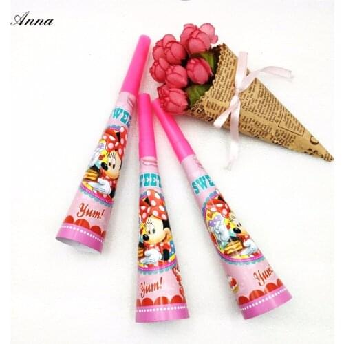 6pc/set Minnie Mouse Birthday Party Supplies Trumpet Whistles Kids Birthday Party Favors Decoration Supplies Noise Maker