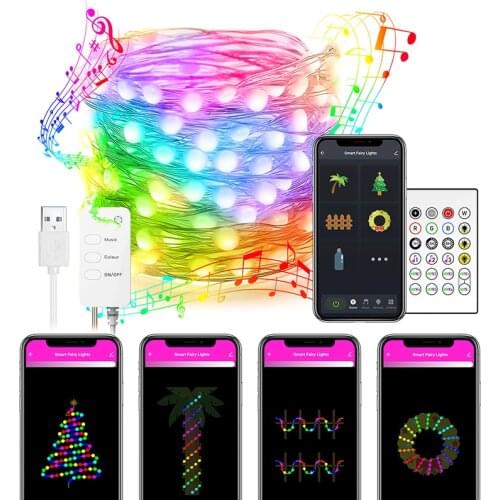 Smart Rainbow Light String USB Power Interface Music Sync LED Light Wire for Party Christmas Decoration PUO88