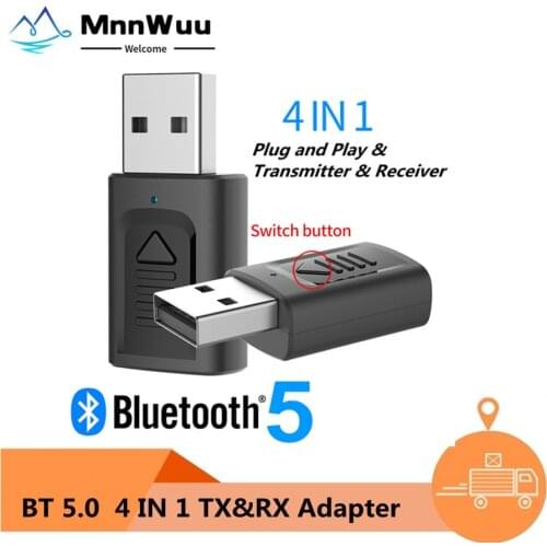 USB Bluetooth 5.0 Adapter 3.5mm AUX BT Audio Receiver Transmitter Wireless Dongle For Car TV Speaker 4 in 1 Bluetooth Adapter