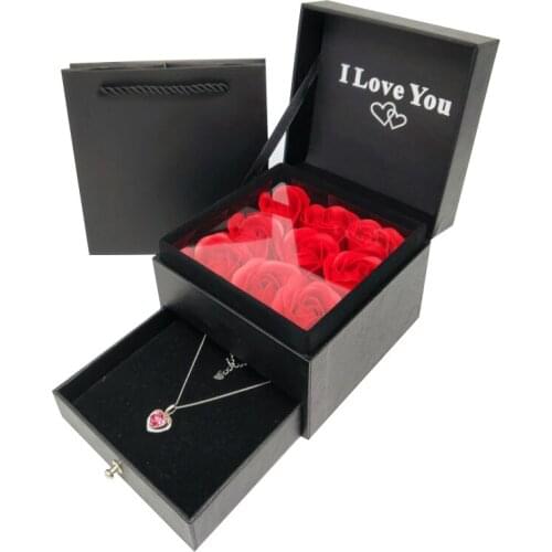 Everlasting Flower Storage Box Women Jewelry Earrings Gifts Box with Storage Bag JA55