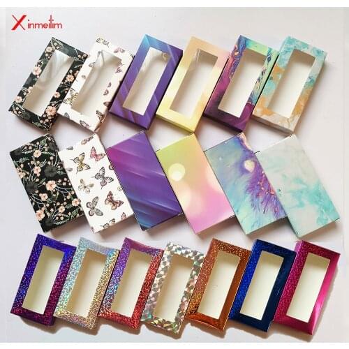Xinmeilin Fake Lashes Box Case Free Logo Gift Custom Eyelash Packaging Wholesale 25mm Dramatic Mink Eyelashes Box Package Empty