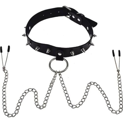Nipple Clamp Sex Toy For Adult Toys Breast Neck Collar With Nipple Clip Slave Restraint BDSM Cosplay