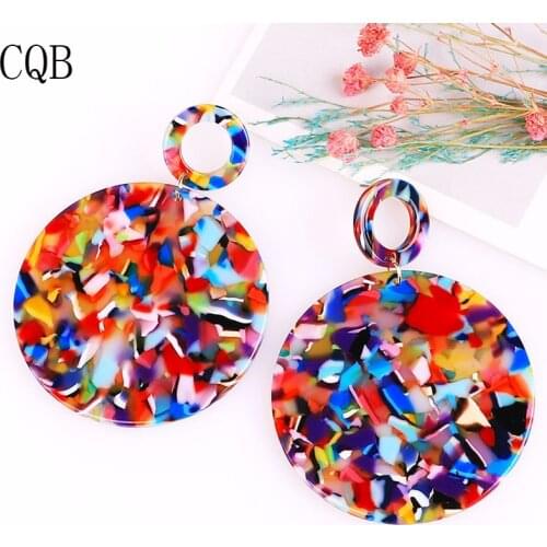 Women gold earrings Ladies 2019 korean gold vintage statement big indian fashion jewelry drop geometric ethnic Acrylic earrings