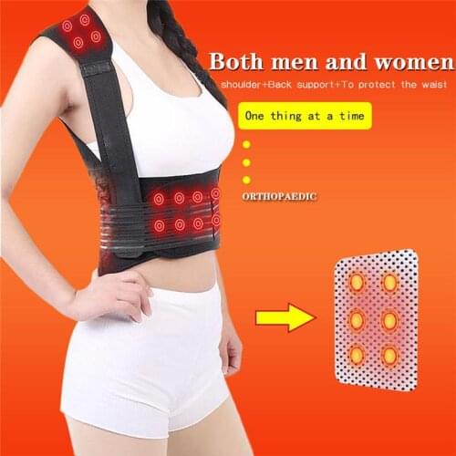 Magnetic Tourmaline Belt Back Neck Lumbar Shoulder Self -Heating Therapy Posture Correcter Brace Health Care Pain Relief