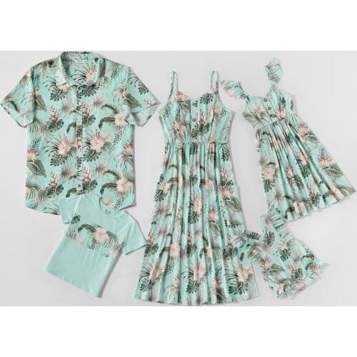 PatPat 2021 New Summer Mosaic Family Matching Floral Tank Dresses - Shirts - Rompers Matching Outfits Family Look Sets