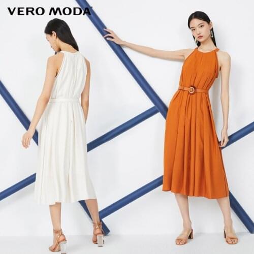 Vero Moda Women Holiday Pleated Decorative Hollow-out Sleeveless Chiffon Dress | 32027A519