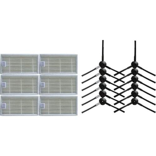 12* Robot Side Brush and 6* HEPA filter for KITFORT KT-518 kt 518 Robotic Vacuum Cleaner parts replacement kit